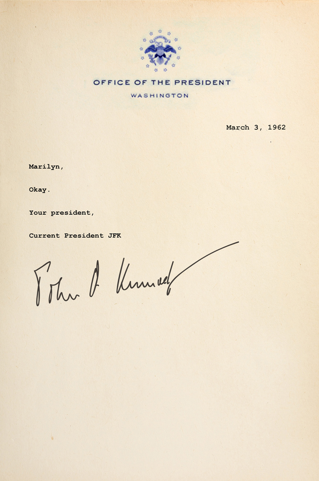 Illustration for article titled Amazing: Read These Newly Discovered Letters Between JFK And Marilyn Monroe